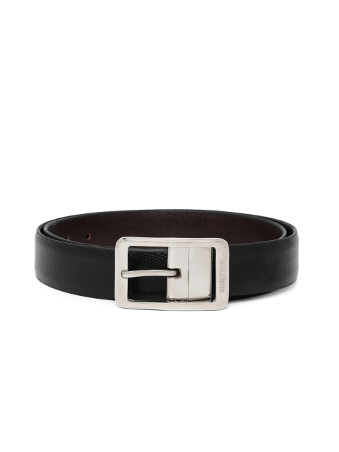 

United Colors of Benetton Men Black & Brown Textured Reversible Belt