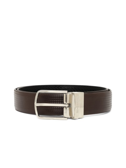 

United Colors of Benetton Men Black & Coffee Brown Textured Reversible Formal Belt