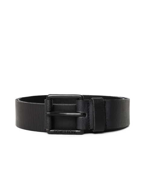 

United Colors of Benetton Men Black Crushed Textured Leather Belt