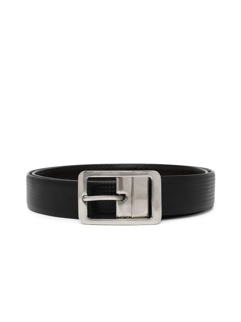 

United Colors of Benetton Men Black & Coffee Brown Textured Reversible Formal Belt
