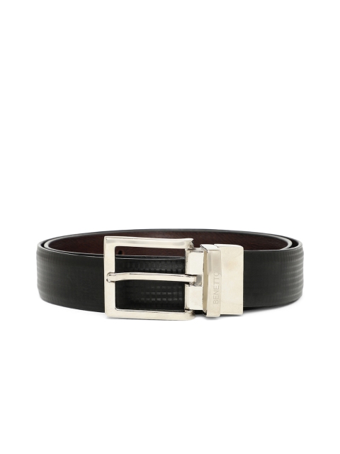 

United Colors of Benetton Men Black & Coffee Brown Checked Reversible Formal Belt