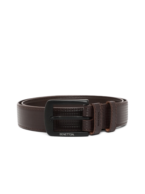 

United Colors of Benetton Men Coffee Brown Checked Formal Belt