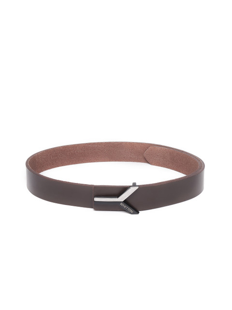 

United Colors of Benetton Men Brown Solid Leather Formal Belt