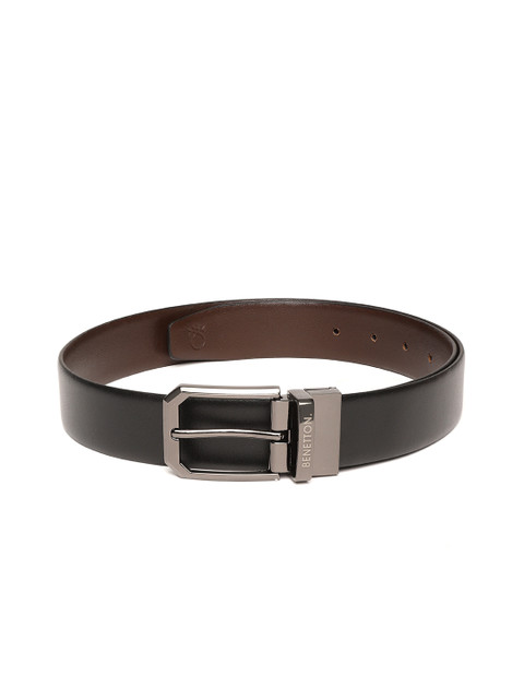 

United Colors of Benetton Men Black & Coffee Brown Leather Reversible Formal Belt