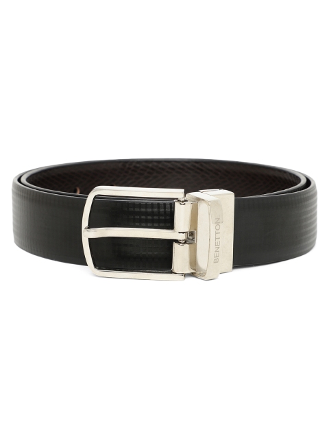 

United Colors of Benetton Men Black & Brown Textured Reversible Belt
