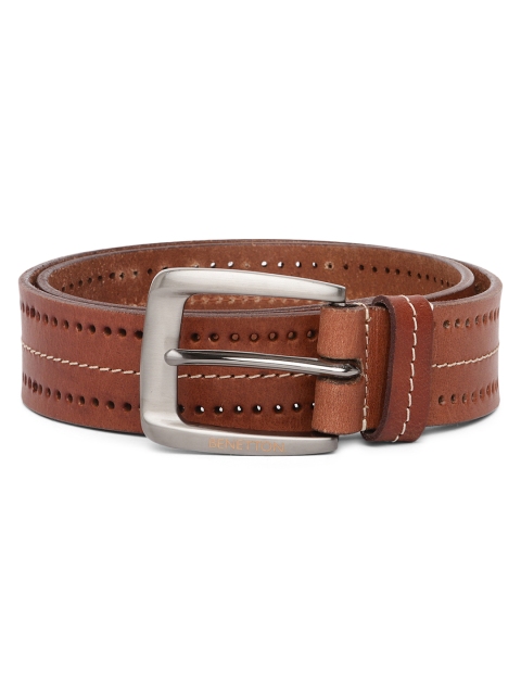 

United Colors of Benetton Men Tan Brown Textured Leather Belt