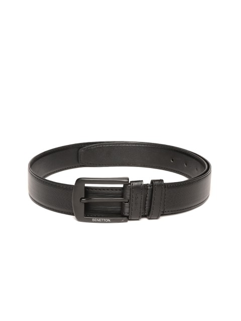 

United Colors of Benetton Men Black Striped Belt