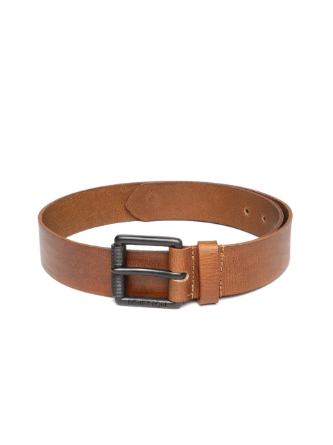 

United Colors of Benetton Men Tan Brown Solid Genuine Leather Belt
