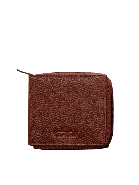 

ABYS Men Brown Textured Zip Around Wallet