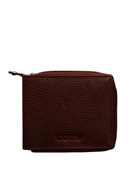 

ABYS Men Brown Textured Leather Zip Around Wallet
