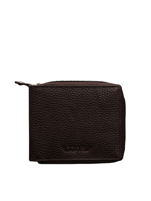 

ABYS Men Coffee Brown Solid Leather Zip Around Wallet