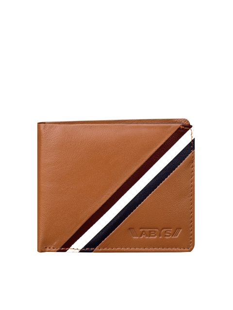 

ABYS Unisex Tan & White Textured Two Fold Wallet