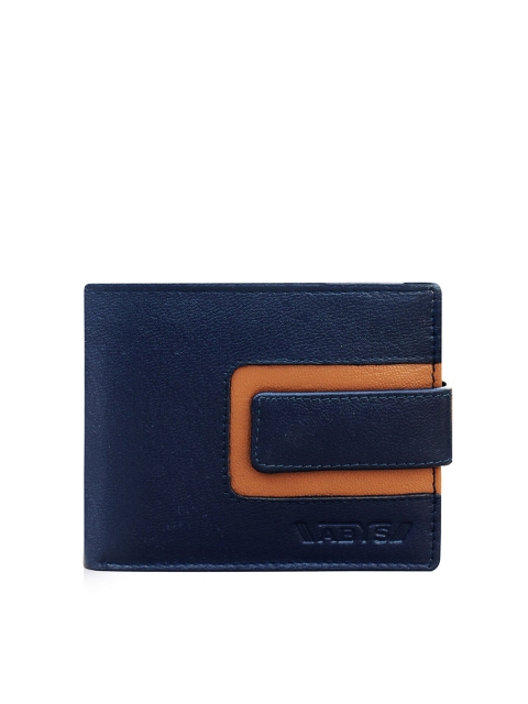 

ABYS Men Blue & Tan Textured Two Fold Wallet