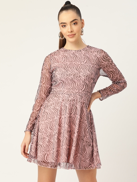 

DODO & MOA Pink & Black Net A-Line Dress