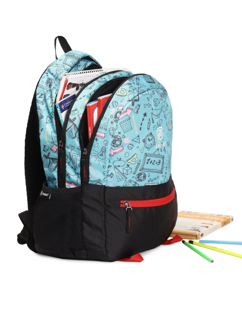 

Zwart Unisex Turquoise Blue & Black Graphic Backpacks