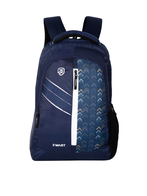 

Zwart Unisex Blue & White Geometric Contrast Detail Backpacks