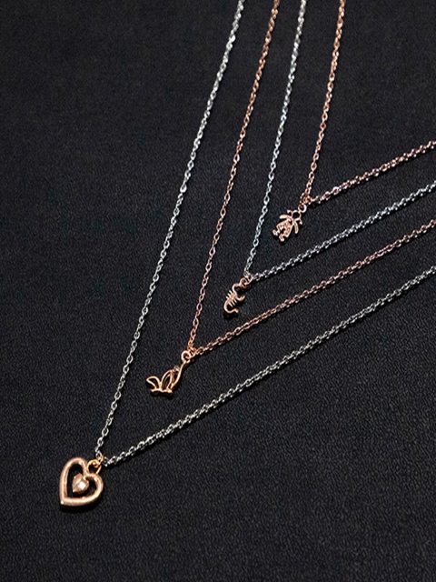

Mahi Rose Gold & Silver-Toned Alloy Rose Gold-Plated Layered Necklace
