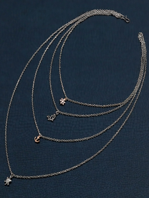 

Mahi Silver-Toned & Rose Gold Alloy Silver-Plated Layered Necklace