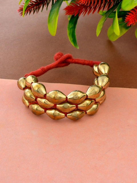 

Silvermerc Designs Gold-Plated Dholki Beads Wraparound Bracelet