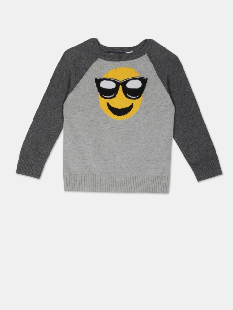 

The Childrens Place Boys Grey Printed Cotton Pullover Sweater