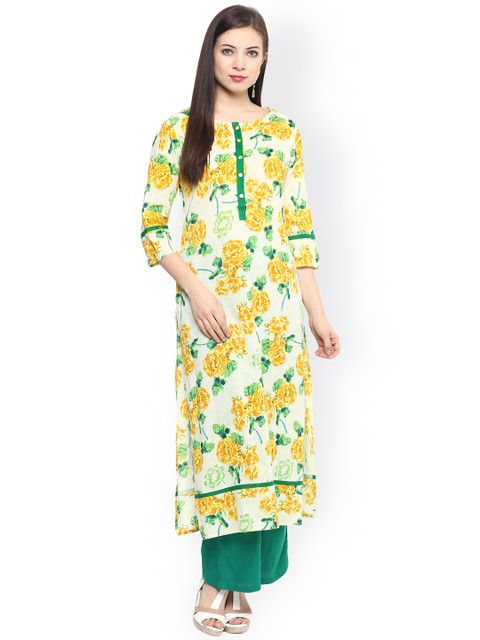 

Jaipur Kurti White Printed Kurta