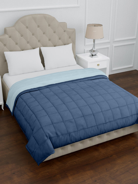 

EverHOME Blue Solid AC Room 150 GSM Double Bed Dohar