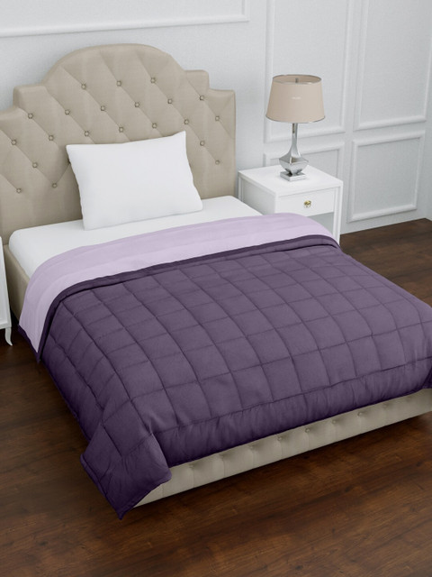 

EverHOME Purple Checked AC Room 150 GSM Single Bed Dohar
