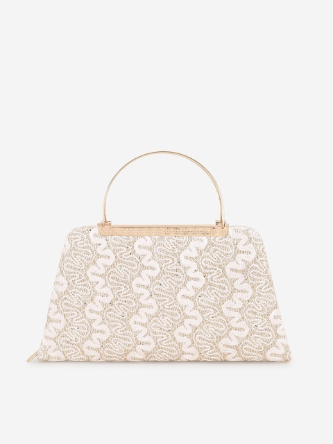 

Element Cart Beige & Gold-Toned Embroidered Clutch
