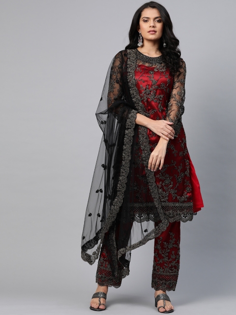 

Readiprint Fashions Black & Red Embroidered Unstitched Dress Material