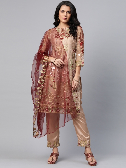 

Readiprint Fashions Beige & Burgundy Embroidered Unstitched Dress Material