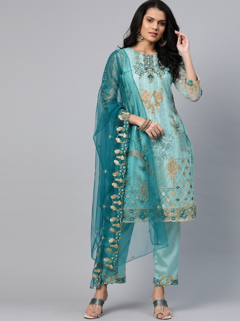 

Readiprint Fashions Blue & Golden Embroidered Unstitched Dress Material