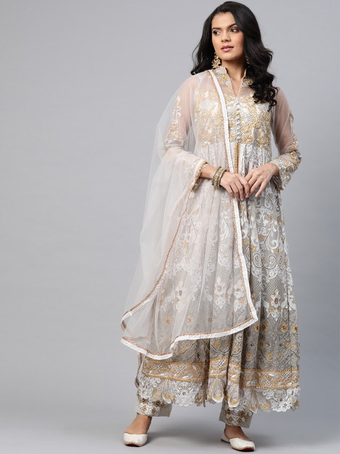 

Readiprint Fashions Grey & Golden Embroidered Unstitched Dress Material