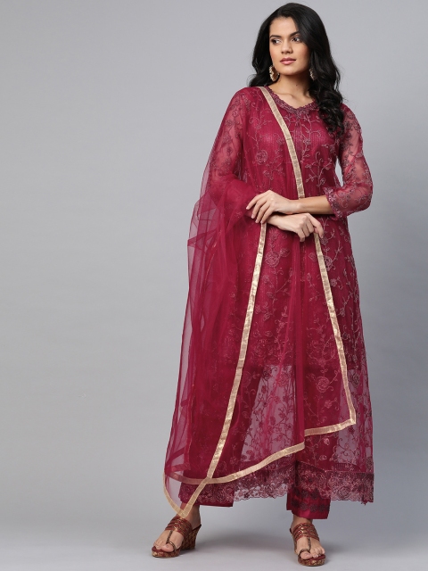 

Readiprint Fashions Magenta & Golden Embroidered Unstitched Dress Material