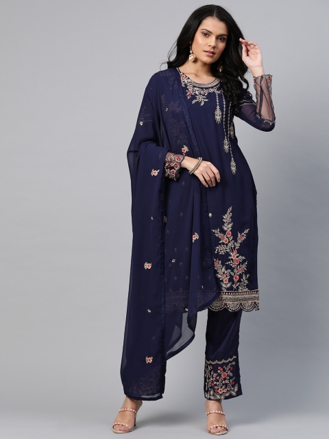 

Readiprint Fashions Navy Blue & Golden Embroidered Unstitched Dress Material