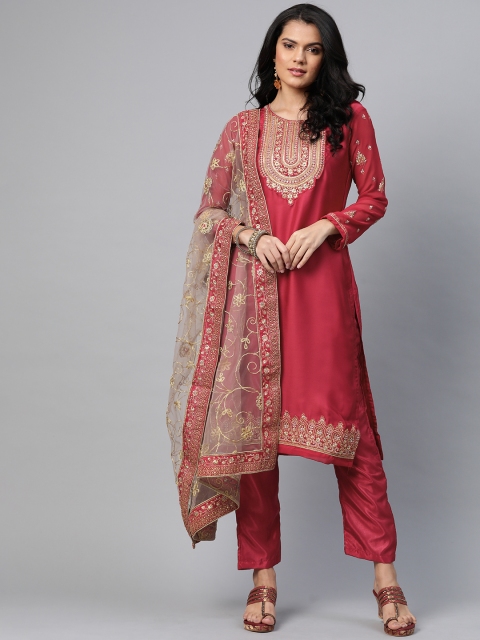 

Readiprint Fashions Red & Golden Embroidered Unstitched Dress Material