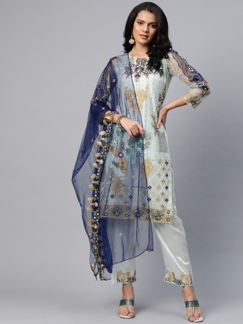 

Readiprint Fashions Grey & Blue Embroidered Unstitched Dress Material