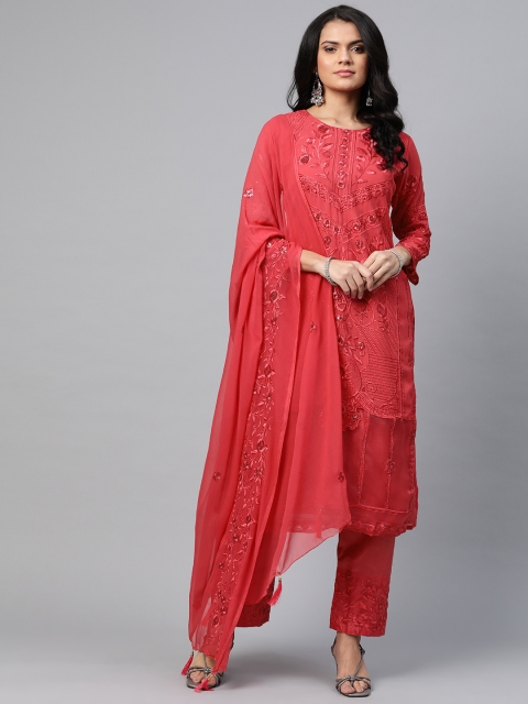 

Readiprint Fashions Pink Embroidered Dress Material