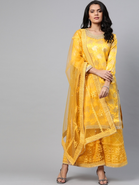 

Readiprint Fashions Yellow & Golden Unstitched Dress Material