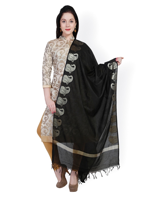 

Dupatta Bazaar Black Banarasi Cotton Silk Dupatta