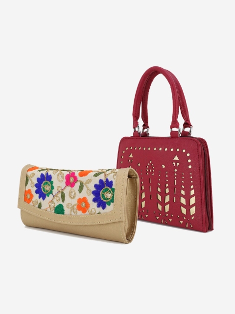 

Element Cart Pack of 2 Multicoloured Embroidered Handbags, Multi