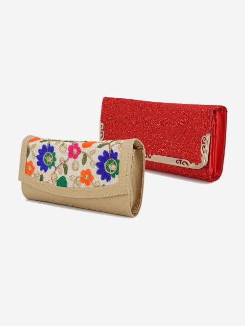 

Element Cart Pack Of 2 Beige Embroidered Purse Clutches