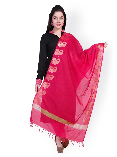 

Dupatta Bazaar Pink Banarasi Cotton Silk Dupatta