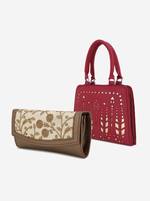 

Element Cart Maroon & Beige Embroidered Clutch