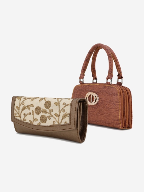 

Element Cart Tan & Beige Set of 2 Embroidered Clutch