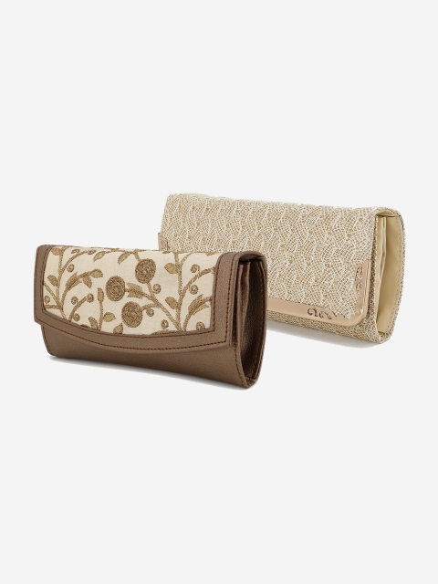 

Element Cart Set of 2 Brown & Cream-Coloured Embroidered Purse Clutches