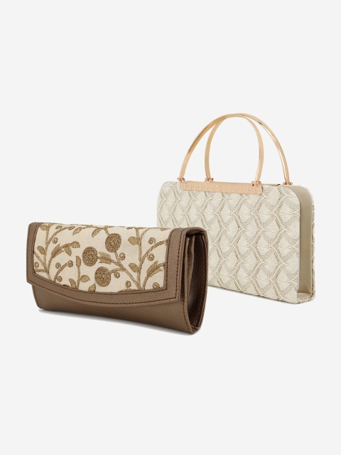 

Element Cart Beige & Tan Embroidered Set of 2 Clutch