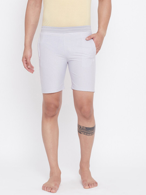 

Okane Men Grey & White Solid Lounge Shorts