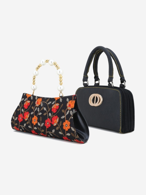 

Element Cart Black & Orange Printed Set of 2 Clutch