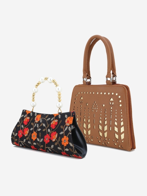 

Element Cart Set of 2 Embroidered Purse Clutches, Brown