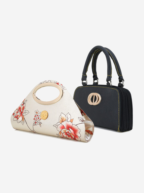 

Element Cart Cream-Coloured & Black Printed Set of 2 Clutch